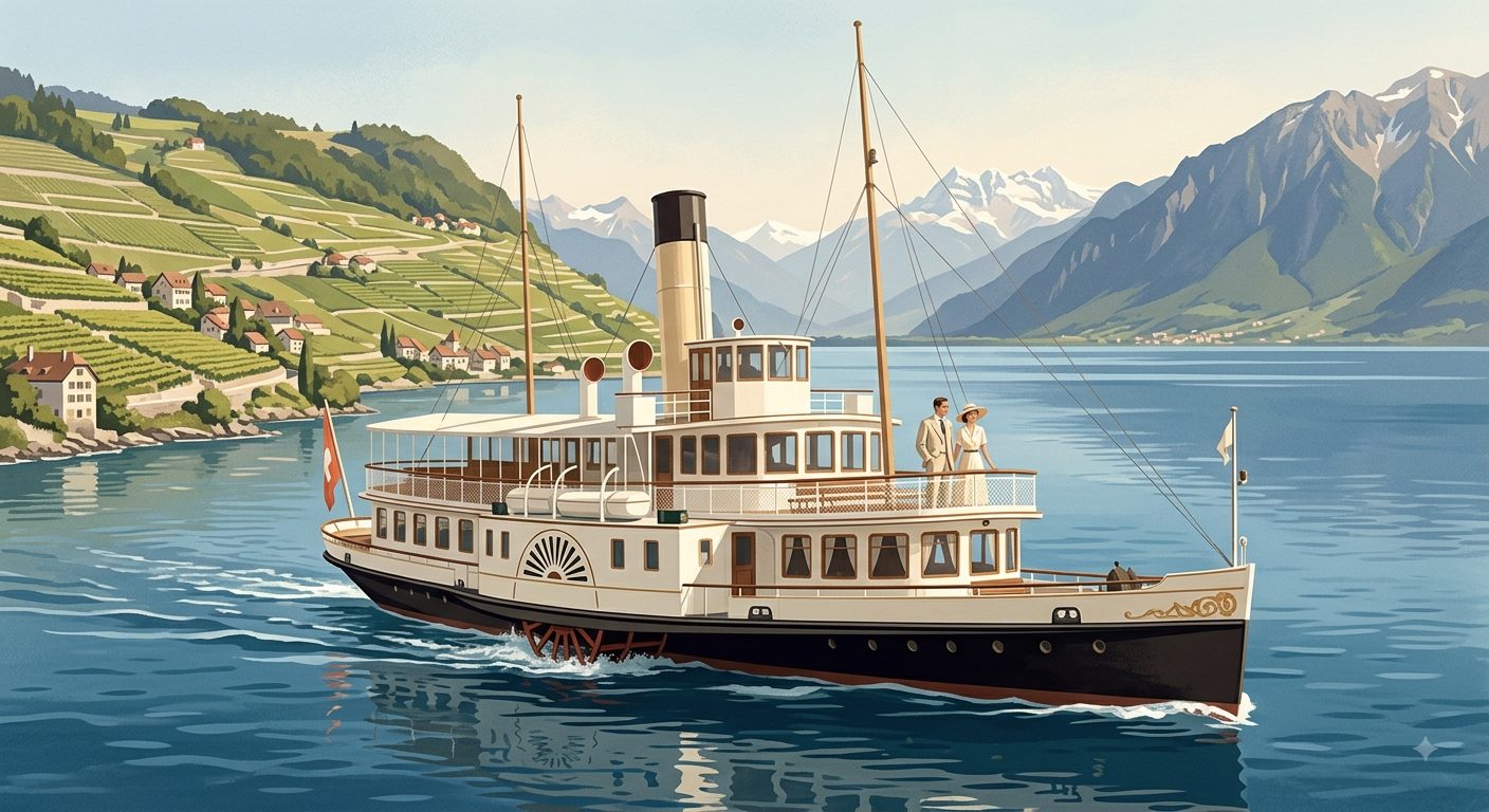Barco a vapor, Lago Léman